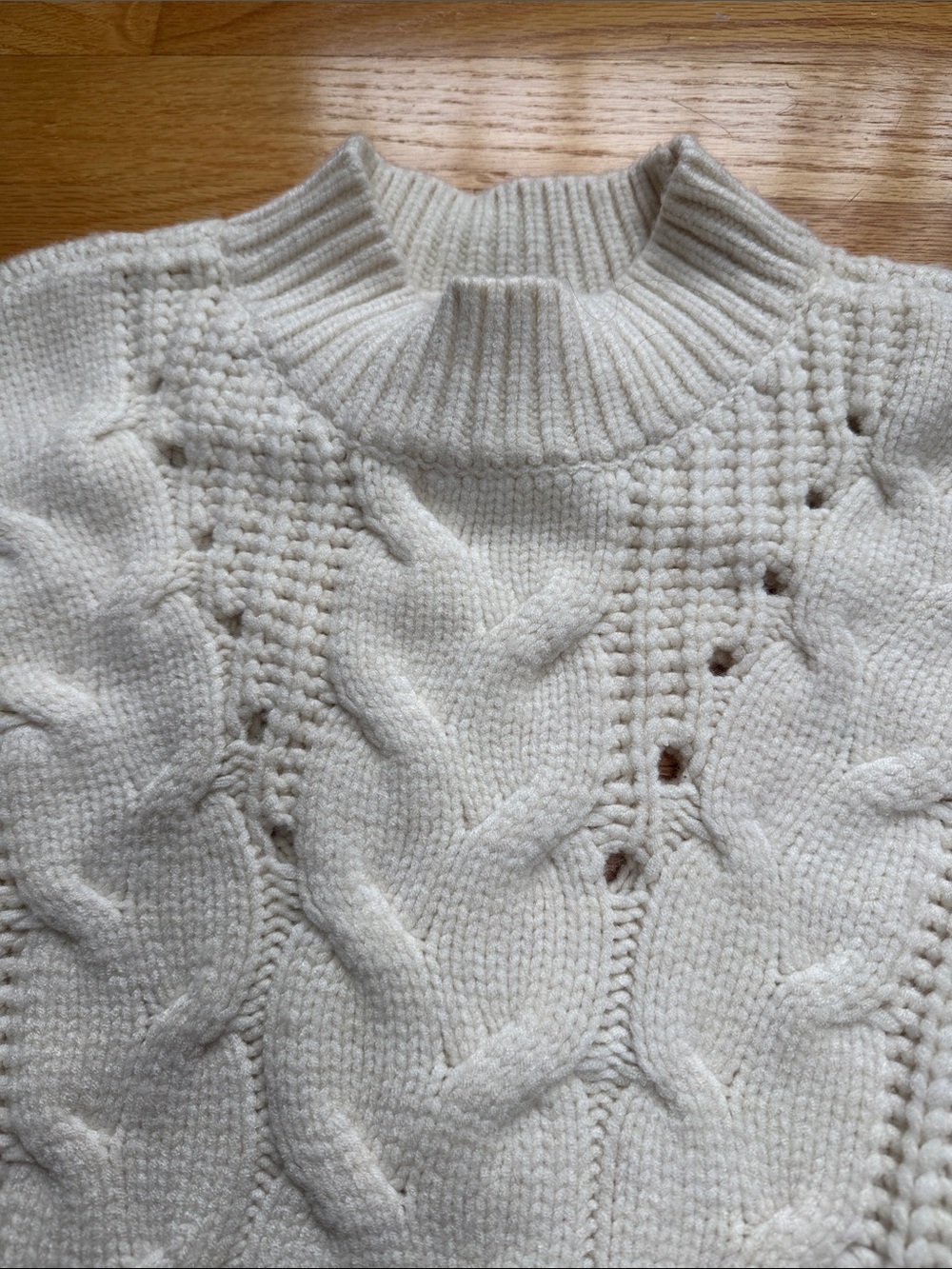 White House Black Market Cream Cable Mock Neck Sweater - Picture 2 of 6